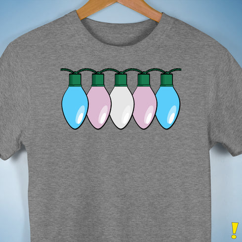 Transgender Pride Flag Christmas Lights Premium Unisex T-Shirt - Grey Heather