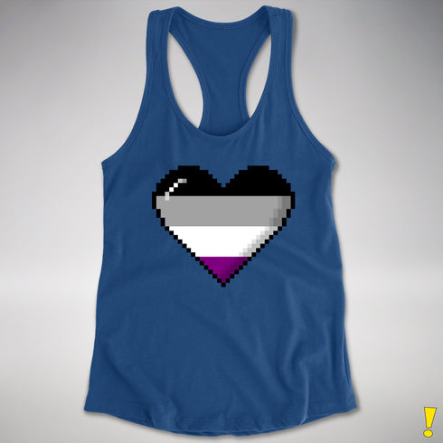 Asexual Pride 8-Bit Pixel Heart Racerback Tank - Royal
