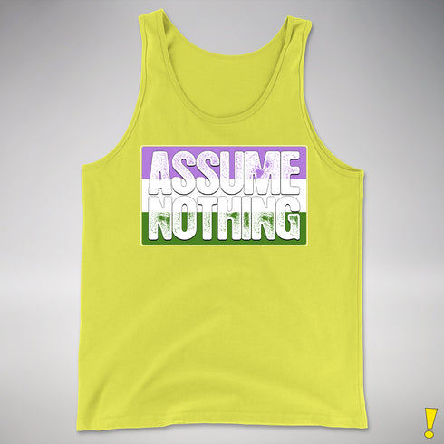 Assume Nothing Genderqueer Pride Flag Premium Tank Top - Neon Yellow