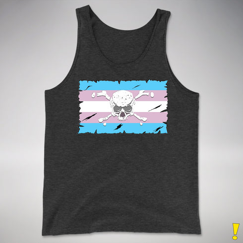 Transgender Pride Pirate Flag Premium Tank Top - Charcoal Triblend