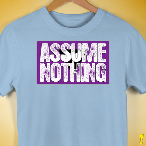 Assume Nothing Lesbian Labrys Pride Flag Premium Unisex T-Shirt - Baby Blue
