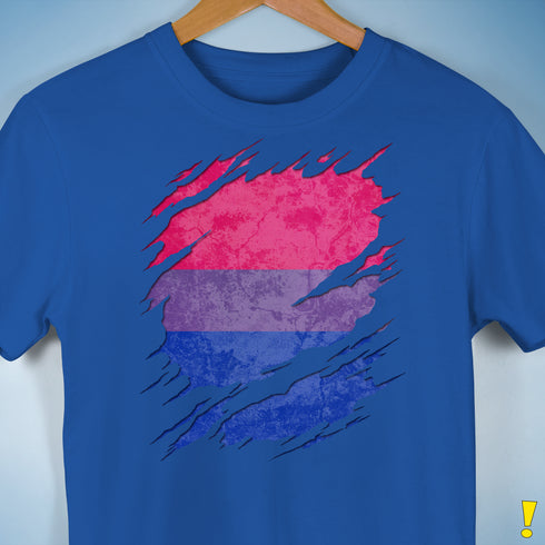 Bisexual Pride Flag Ripped Reveal Premium Unisex T-Shirt - Royal Blue