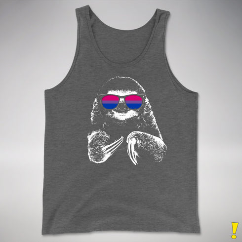 Pride Sloth Bisexual Flag Sunglasses Premium Tank Top - Deep Heather