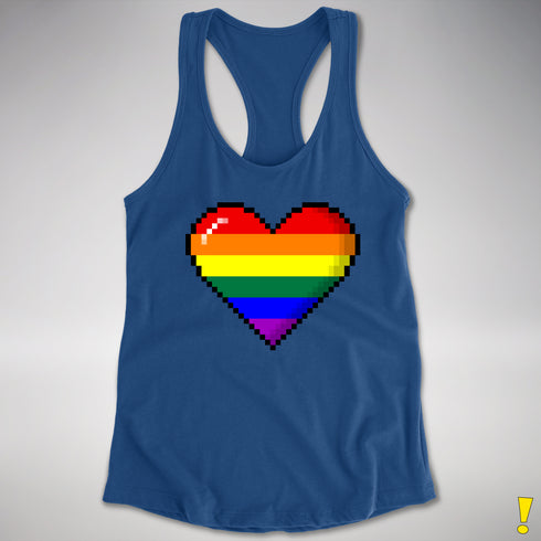 LGBTQ Pride8-Bit Pixel Heart Racerback Tank - Royal