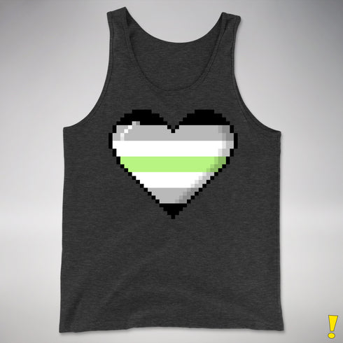 Agender Pride 8-Bit Pixel Heart Premium Tank Top - Charcoal Triblend