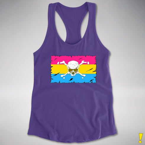 Pansexual Pride Pirate Flag Racerback Tank - Purple
