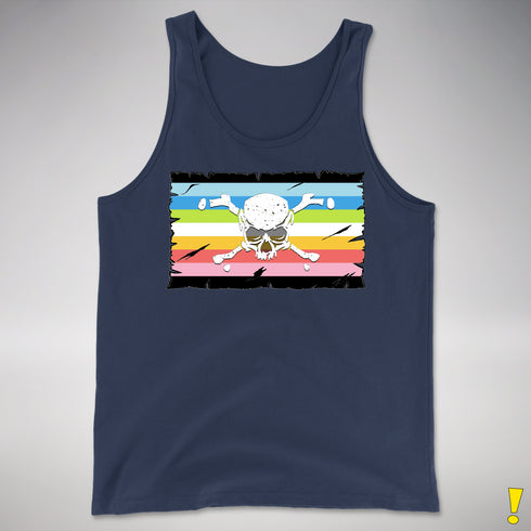 Queer Pride Pirate Flag Premium Tank Top - Navy