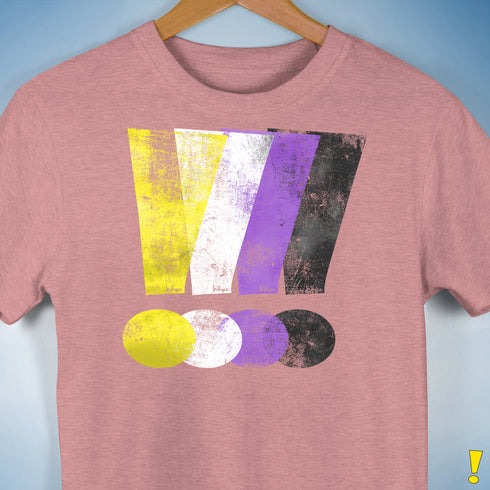 Nonbinary Pride Grunge Exclamation Points Premium Unisex T-Shirt - Mauve Heather