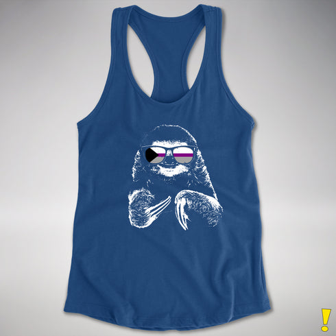 Pride Sloth Demisexual Pride Flag Sunglasses Women's Racerback Tank - Royal