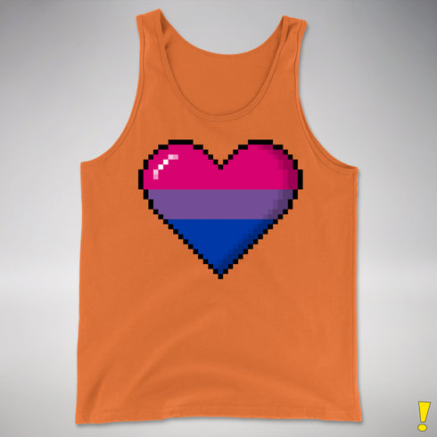 Bisexual Pride 8-Bit Pixel Heart Premium Tank Top - Orange