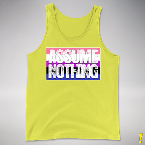 Assume Nothing Genderfluid Pride Flag Premium Tank Top - Neon Yellow