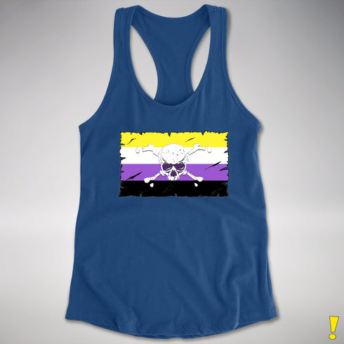 Nonbinary Pride Pirate Flag Racerback Tank - Royal