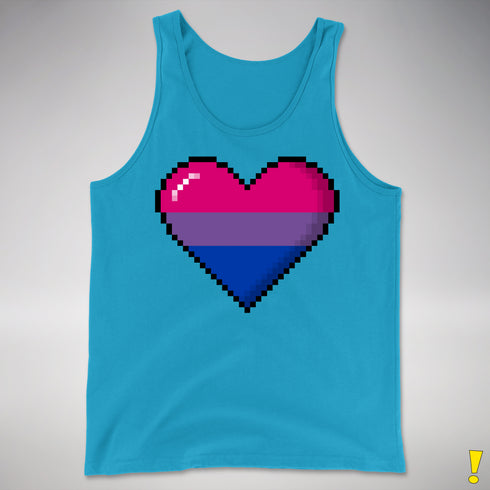 Bisexual Pride 8-Bit Pixel Heart Premium Tank Top - Neon Blue