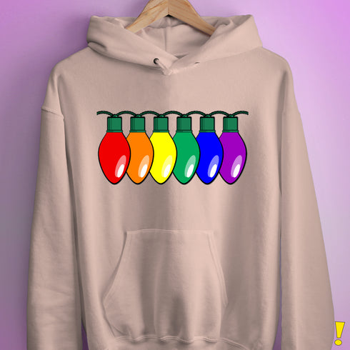 LGBTQ Pride Christmas Lights Hoodie - Light Pink