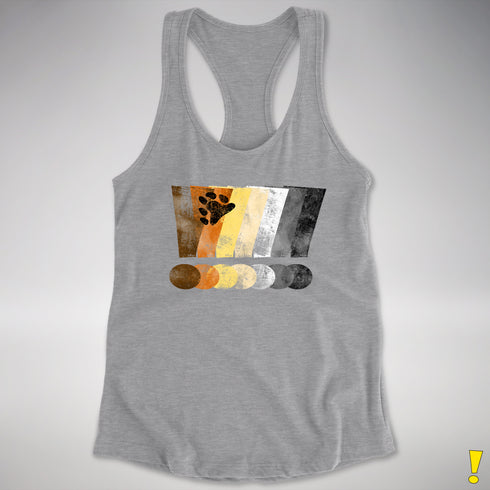 Bear Pride Grunge Exclamation Points Racerback Tank - Heather Grey