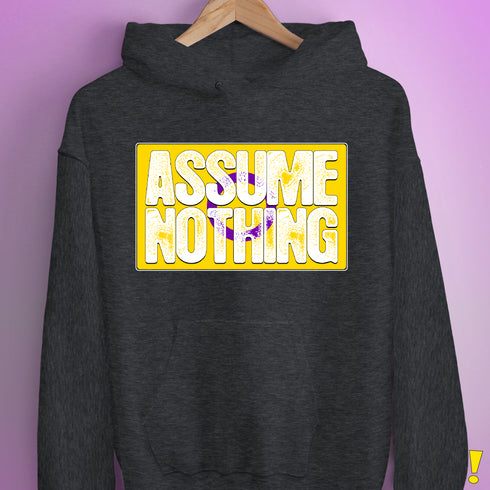 Assume Nothing Intersex Pride Flag Hoodie - Dark Grey Heather