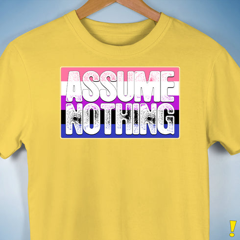 Assume Nothing Genderfluid Pride Flag Premium Unisex T-Shirt - Yellow