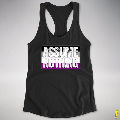 Assume Nothing Asexual Pride Flag Racerback Tank - Black