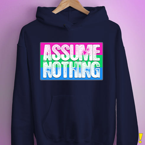 Assume Nothing Polysexual Pride Flag Hoodie - Navy