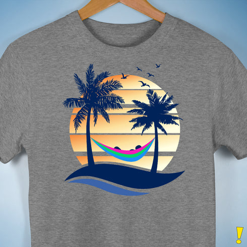 Polysexual Pride Hammock Summer Beach Sunset Premium Unisex T-Shirt - Grey Heather