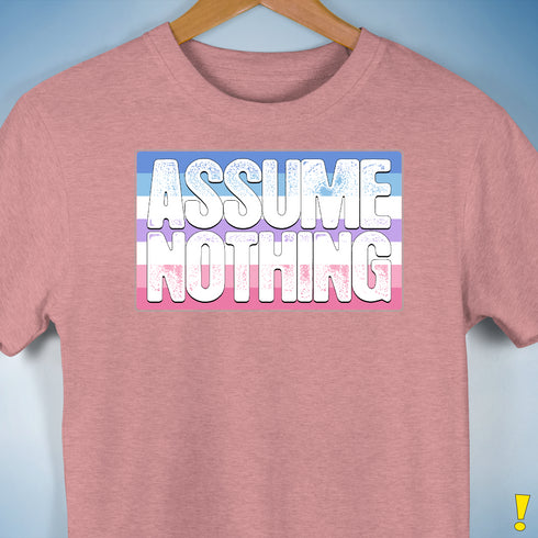 Assume Nothing Bigender Pride Flag Premium Unisex T-Shirt - Mauve Heather