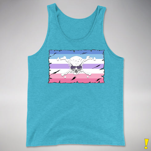 Bigender Pride Pirate Flag Premium Tank Top - Aqua Triblend