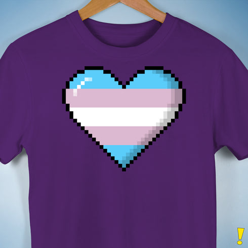 Transgender Pride 8-Bit Pixel Heart Premium Unisex T-Shirt - Purple