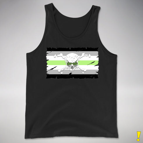 Agender Pride Pirate Flag Premium Tank Top - Black