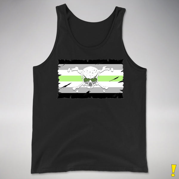 Agender Pride Pirate Flag Premium Tank Top - Black