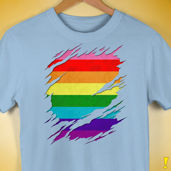 Original Gilbert Baker LGBTQ Gay Pride Flag Ripped Reveal Premium - Baby Blue