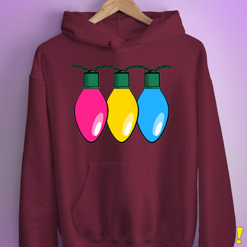 Pansexual Pride Christmas Lights Hoodie - Maroon