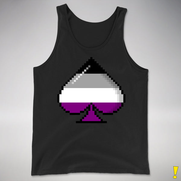 Asexual Pride Pixel Ace of Spades Premium Tank Top - Black