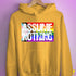 Assume Nothing LGBTQ Progress Pride Flag Hoodie - Mustard