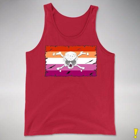 Lesbian Pride Pirate Flag Premium Tank Top - Red