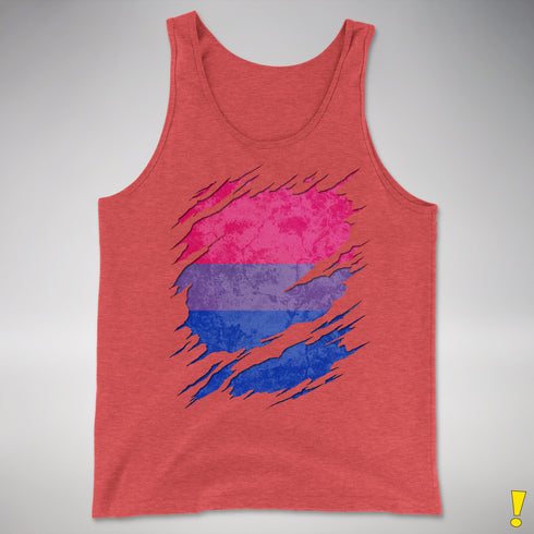 Bisexual Pride Flag Ripped Reveal Premium Tank Top - Red Triblend