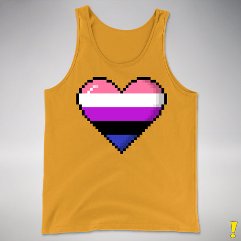 Genderfluid Pride 8-Bit Pixel Heart Premium Tank Top - Gold