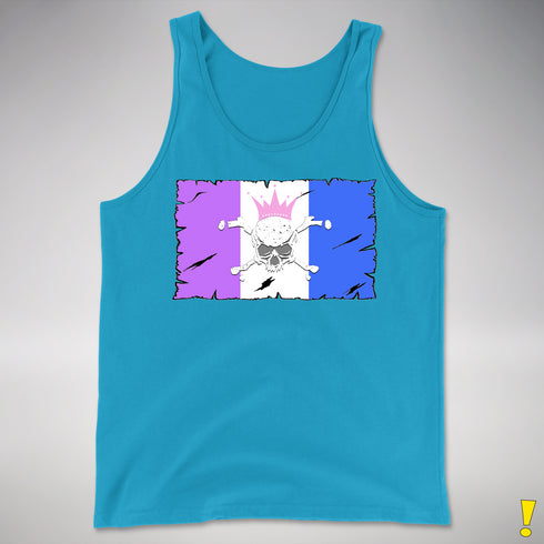 Drag Pride Pirate Flag Premium Tank Top - Neon Blue