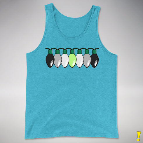 Agender Pride Christmas Lights Premium Tank Top - Aqua Triblend