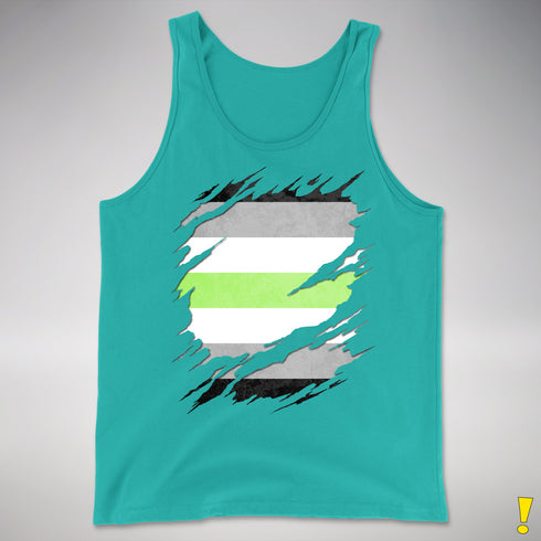 Agender Pride Flag Ripped Reveal Premium Tank Top - Teal