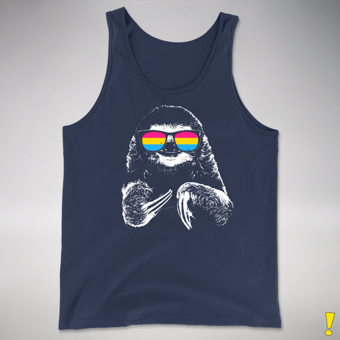 Pride Sloth Pansexual Flag Sunglasses Premium Tank Top - Navy