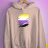 Nonbinary Pride Flag Ripped Reveal Hoodie - Light Pink