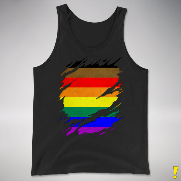 Philly LGBTQ Gay Pride Flag Ripped Reveal Premium Tank Top - Black