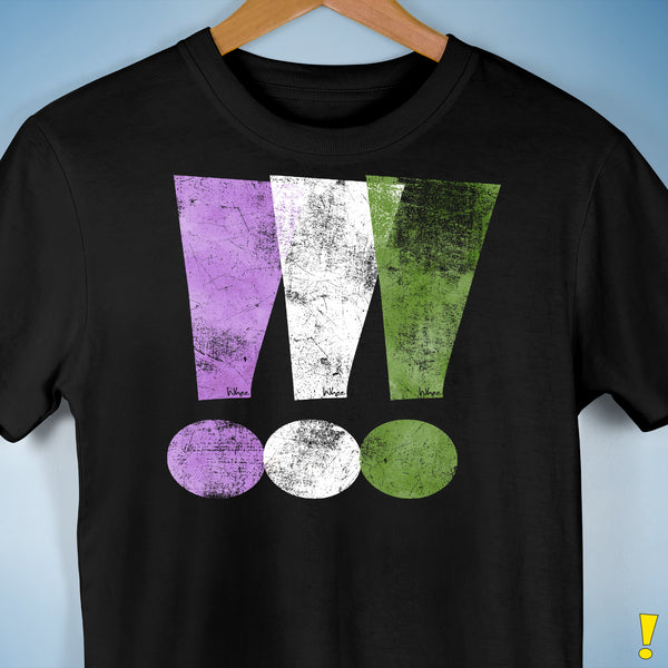 Genderqueer Pride Exclamation Points Premium Unisex T-Shirt - Black