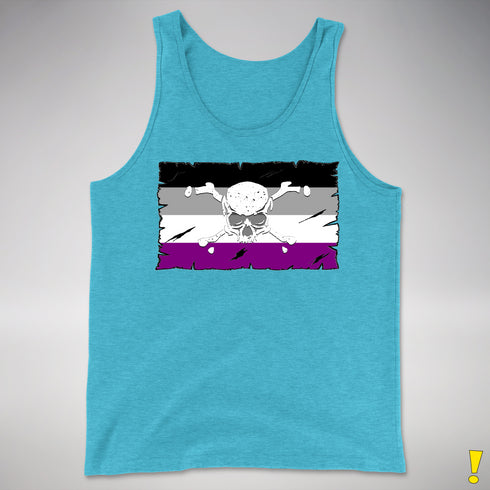 Asexual Pride Pirate Flag Premium Tank Top - Aqua Triblend