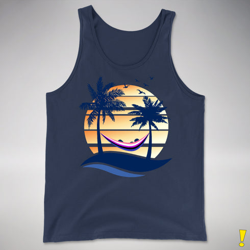 Genderfluid Pride Hammock Summer Beach Sunset Premium Tank Top - Navy