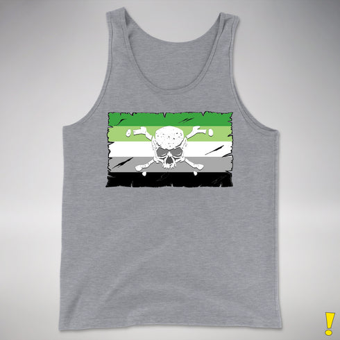 Aromantic Pride Pirate Flag Premium Tank Top - Grey Heather