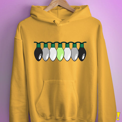 Agender Pride Christmas Lights Hoodie - Mustard