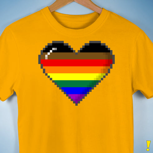 Philly LGBTQ Pride 8-Bit Pixel Heart Premium Unisex T-Shirt - Gold