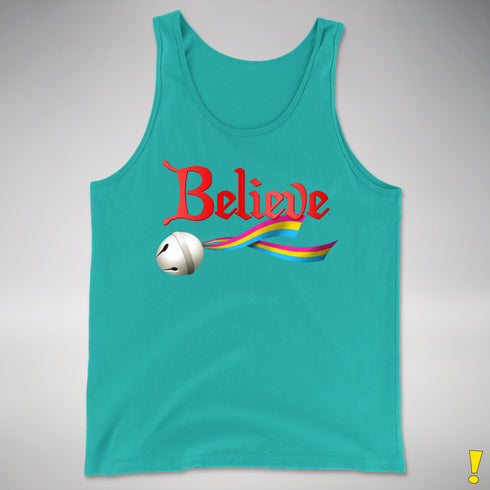 Believe Pansexual Pride Jingle Bell Premium Tank Top - Teal