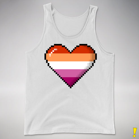 Lesbian Pride Pixel Heart Premium Tank Top - White
